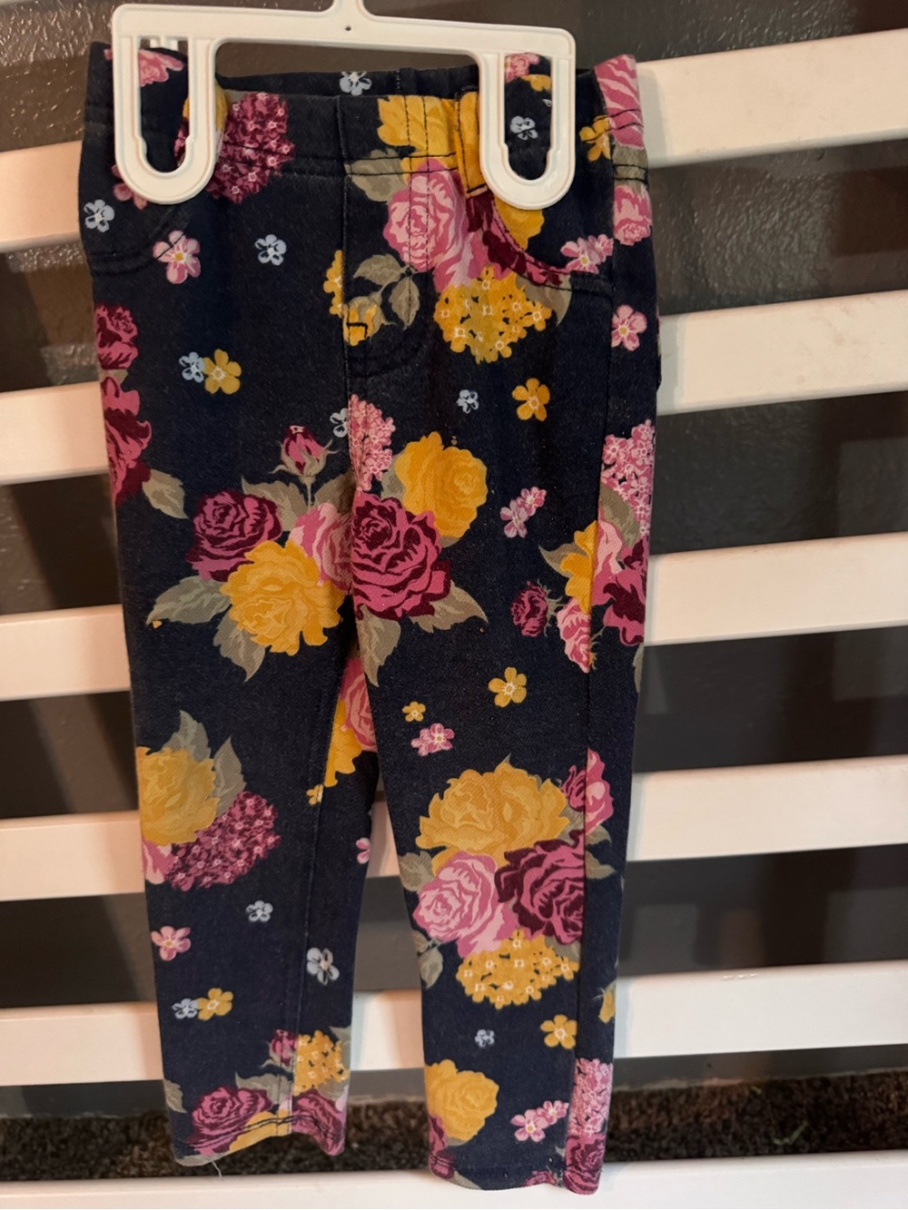 Garanimals Navy Leggings with Pink & Yellow Floral Print